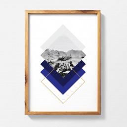 Autorski kolaż z motywem gór - nowoczesny plakat geometryczny