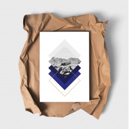 Plakat figury geometryczne i zdjecie gór
