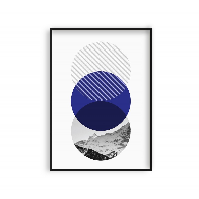 Plakat z kobaltowym niebieski i granatem