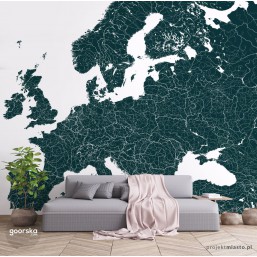 Fototapeta z mapą Europy do salonu. Granice lądu i państw europejskich