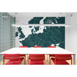 Nowoczesna mapa Europy jako dekoracja ściany w biurze lub lokalu usługowym