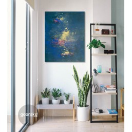 Oryginalne obrazy abstrakcyjne z zielenią i złotem