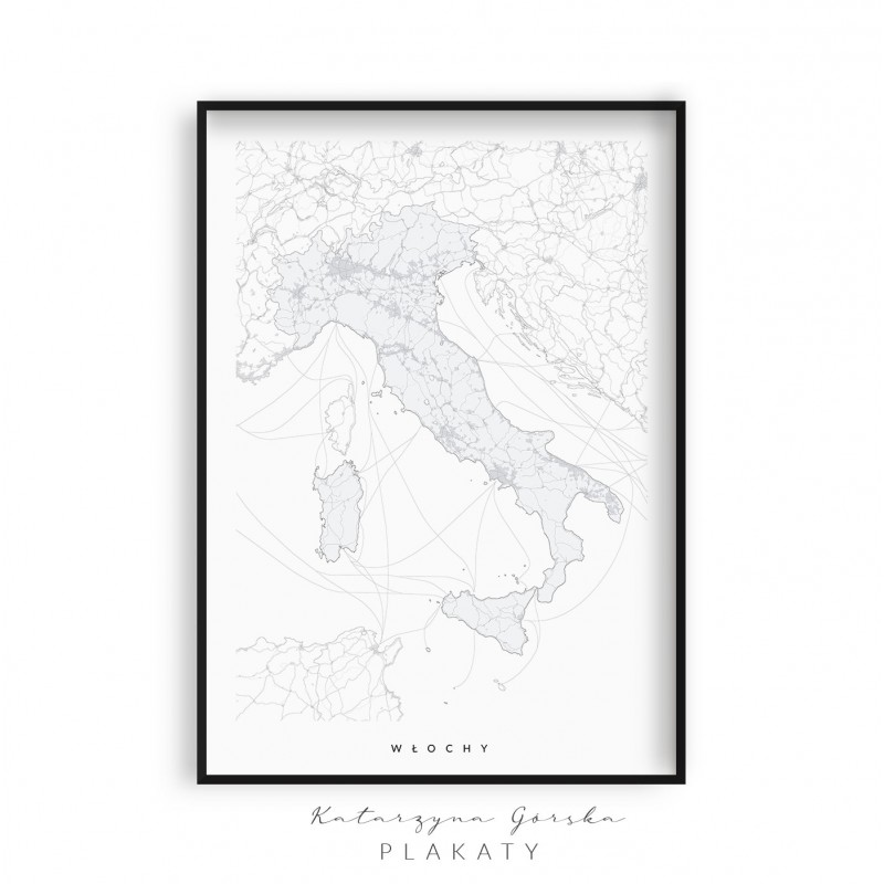 Włochy - plakat z mapą Wełoch | Mapy państw od Goorska