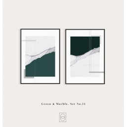Marble 3 i 4 - dyptyk - plakaty do wnętrz z zielenią