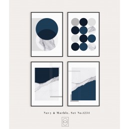 Marble 1,2,3,4 - zestaw czterech plakatów z granatem