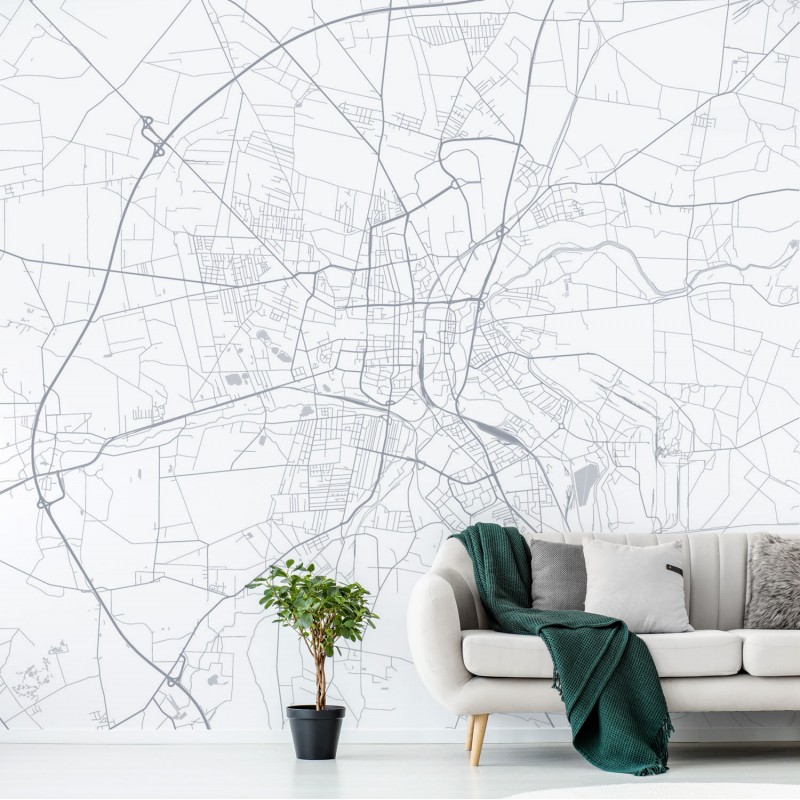 Jasna fototapeta do salonu - odporna na zmywanie mapa ścienna