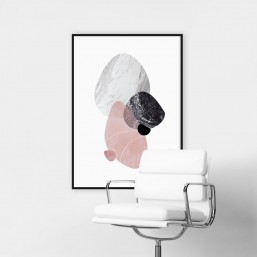 Plakat do wnętrza z różowymi i szarymi dodatkami