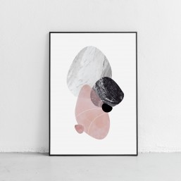 Jasny plakat w czarnej ramie aluminiowej z różowym