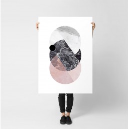 Geometryczny plakat - dekoracja ścienna z różowym