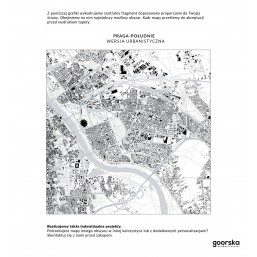 Fototapeta z mapą Pragi-Południe - wersja urbanistyczna Fototapeta z mapą Pragi-Południe - wersja urbanistyczna